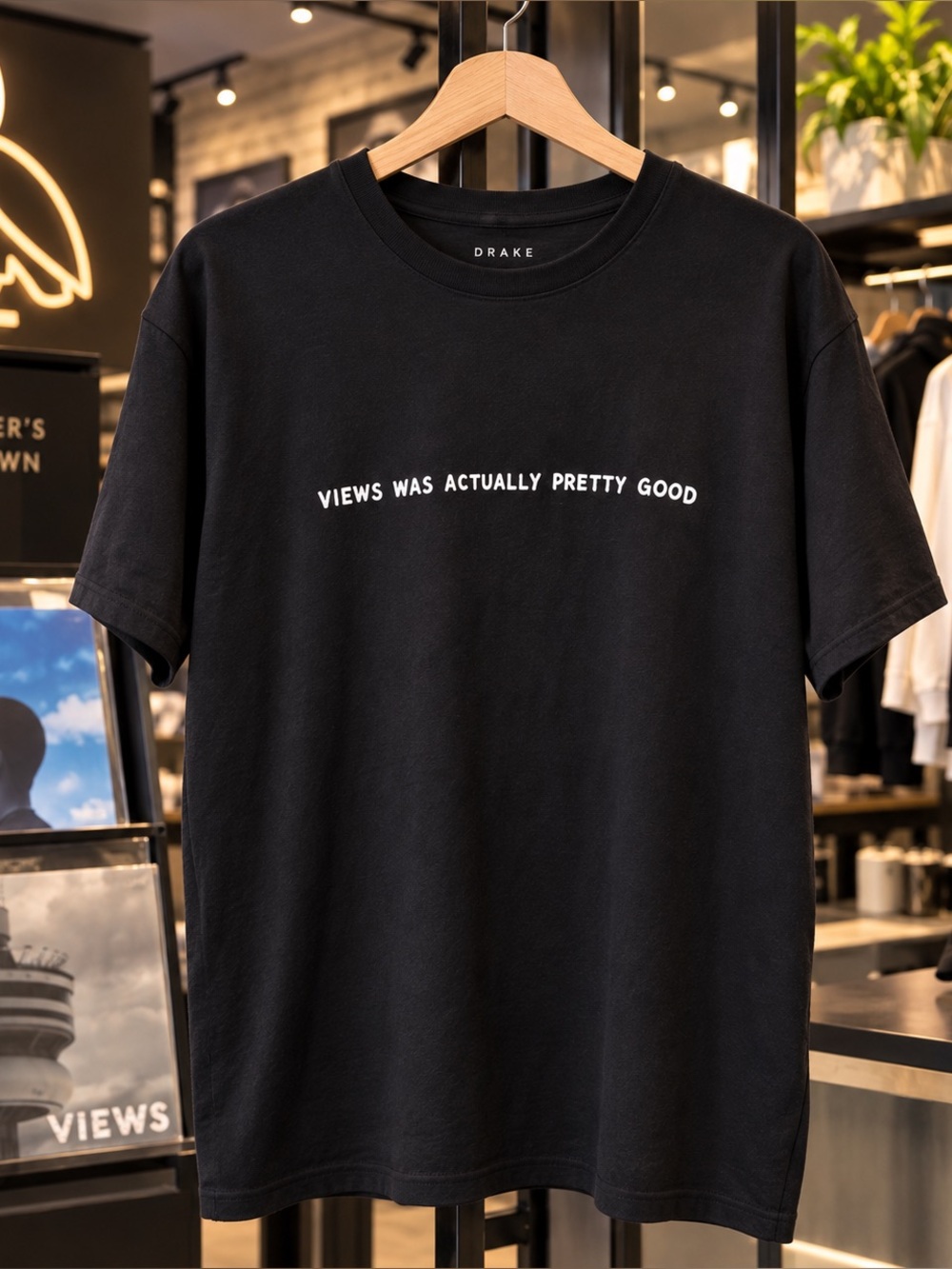 Drake Huge Fan of Your Old Views Graphic Tee Black L Official